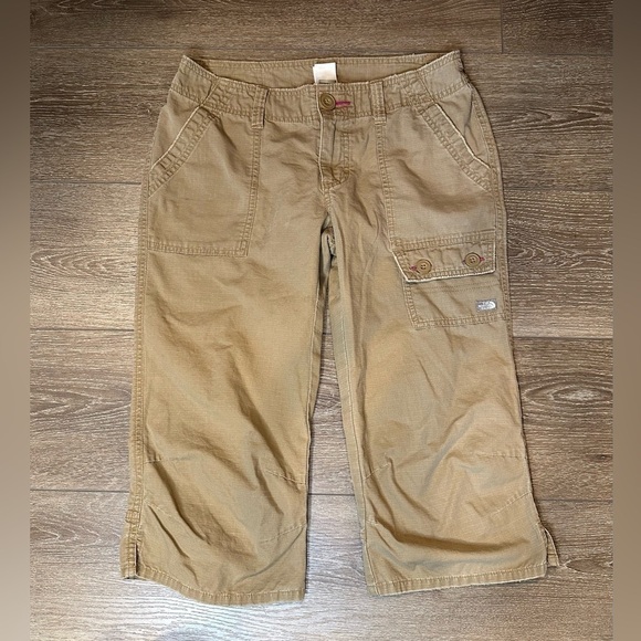 The North Face Pants - The North Face A5 Series Taupe Tan Cotton Ripstop Cargo Crop Capri Pants